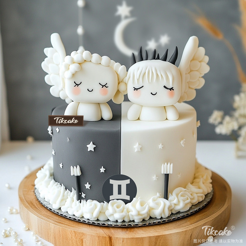 原创双子座主题翻糖鲜奶蛋糕三（5.21-6.21）