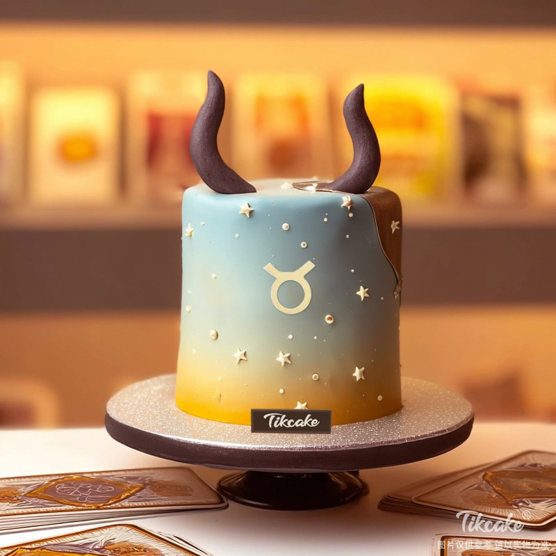 原创金牛座主题翻糖鲜奶蛋糕九（4.20-5.20）