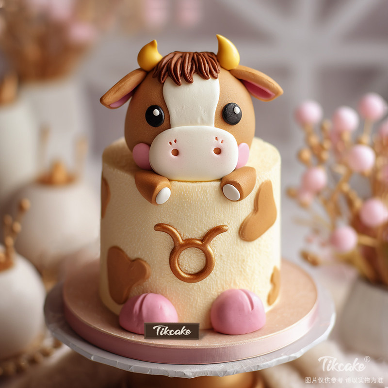原创金牛座主题翻糖鲜奶蛋糕十一（4.20-5.20）