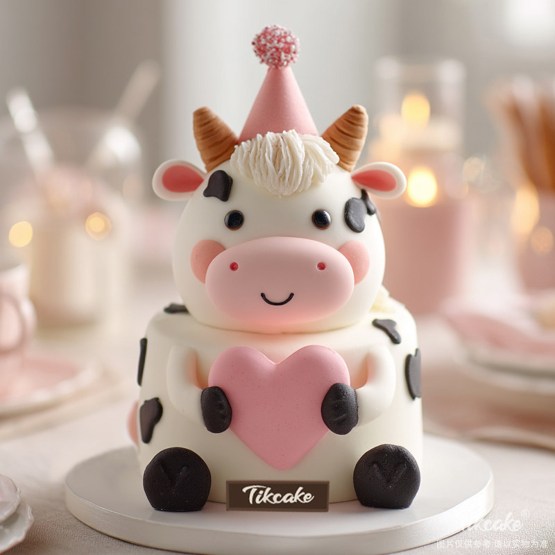 原创十二生肖牛主题翻糖鲜奶蛋糕（三）