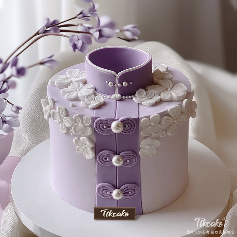 原创旗袍风翻糖鲜奶蛋糕（二）