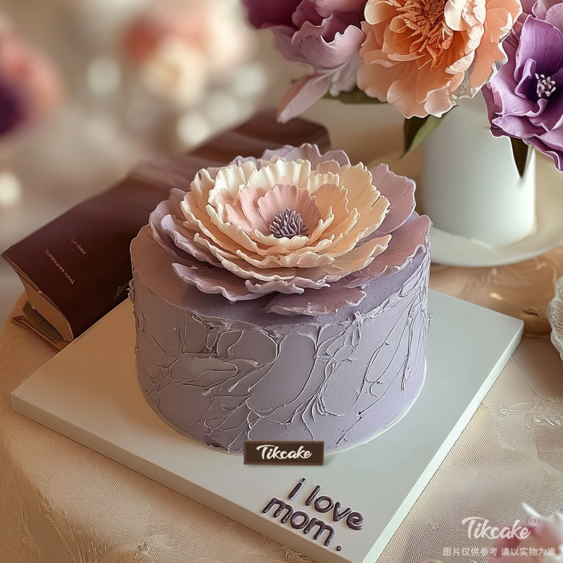 原创优雅花朵主题翻糖鲜奶蛋糕（二）