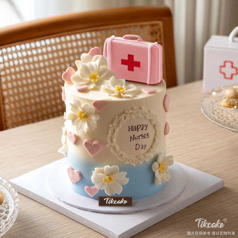 原创护士节主题翻糖鲜奶蛋糕
