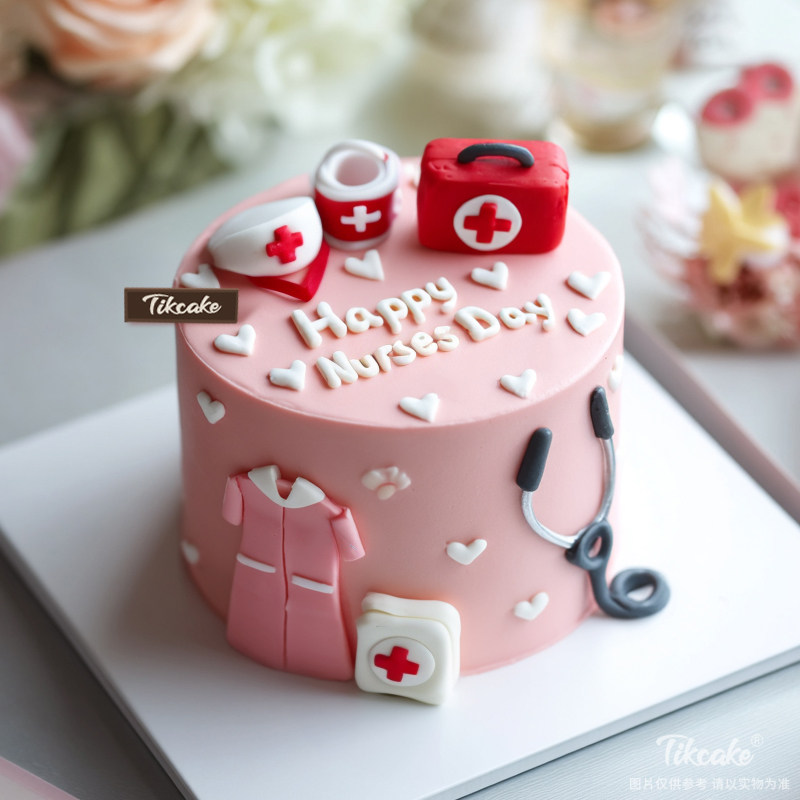 原创护士节主题翻糖鲜奶蛋糕（二）