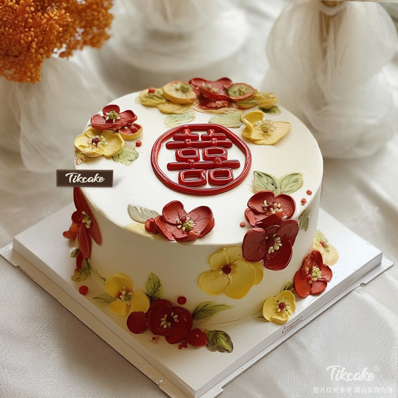 原创婚庆主题鲜奶蛋糕