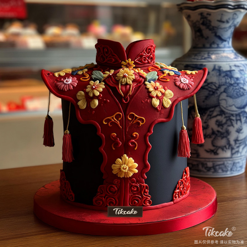 原创婚庆主题翻糖鲜奶蛋糕