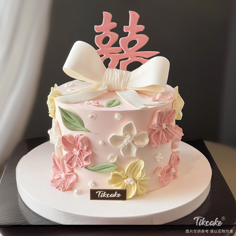 原创婚庆主题翻糖鲜奶蛋糕（三）