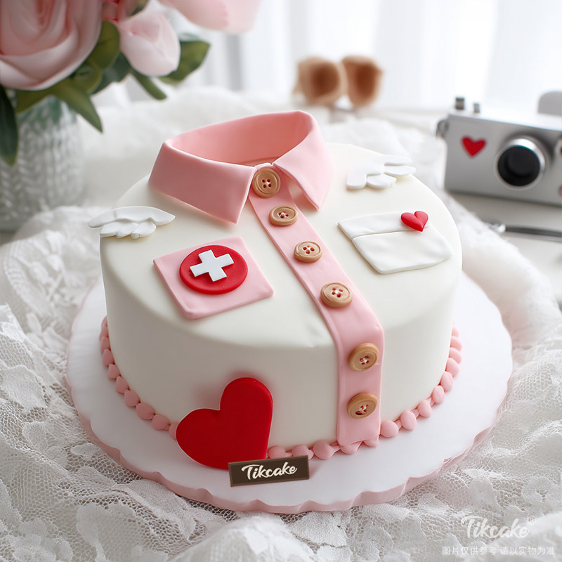 原创护士节主题翻糖鲜奶蛋糕（四）