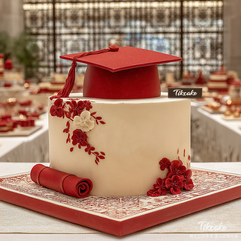 原创毕业主题翻糖鲜奶蛋糕（六）
