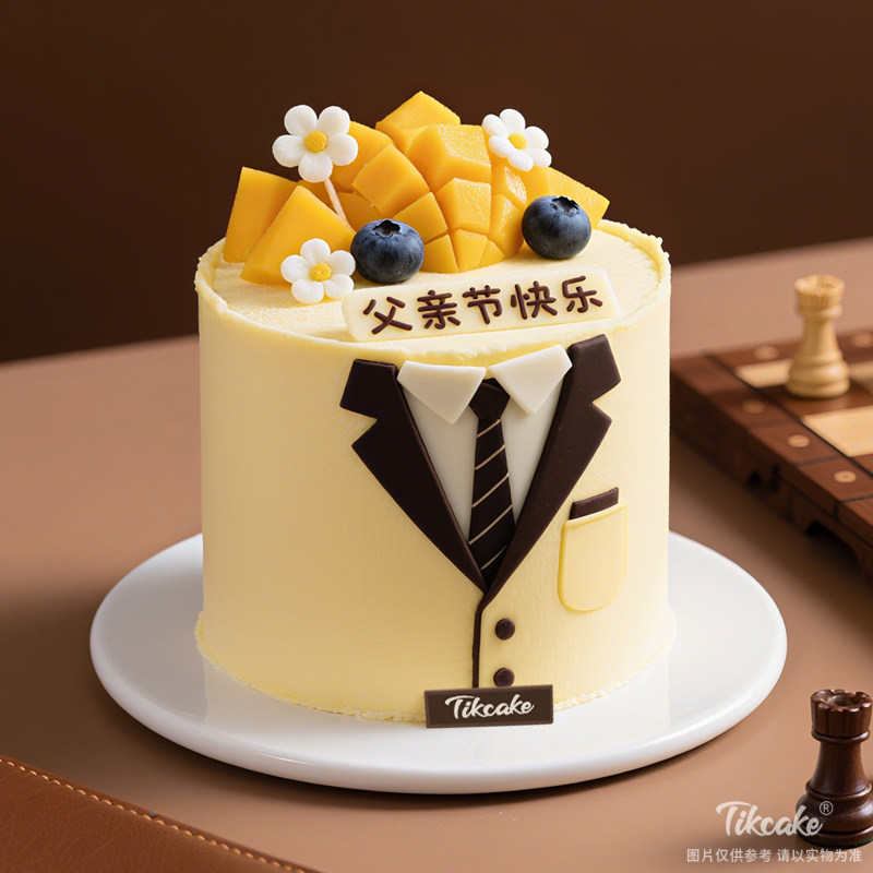 原创父亲节主题翻糖鲜奶蛋糕