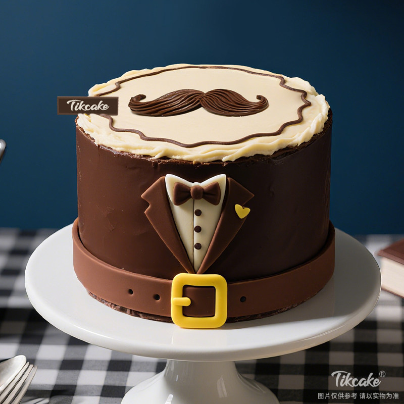 原创父亲节主题翻糖鲜奶蛋糕（三）