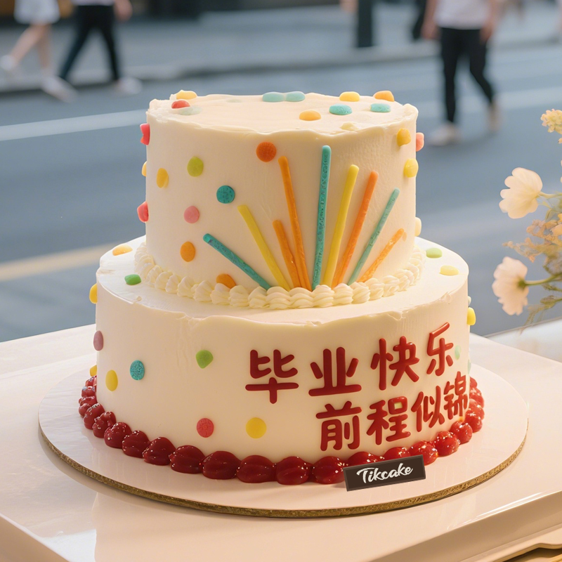 原创毕业主题双层鲜奶蛋糕（四）
