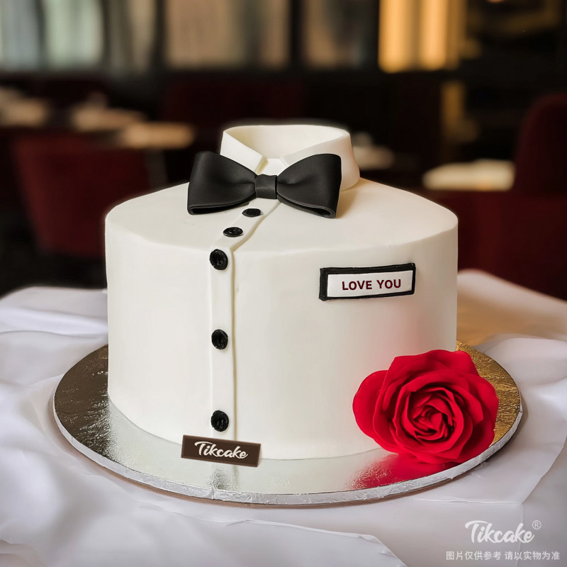 原创绅士风主题翻糖鲜奶蛋糕（城市专属款）