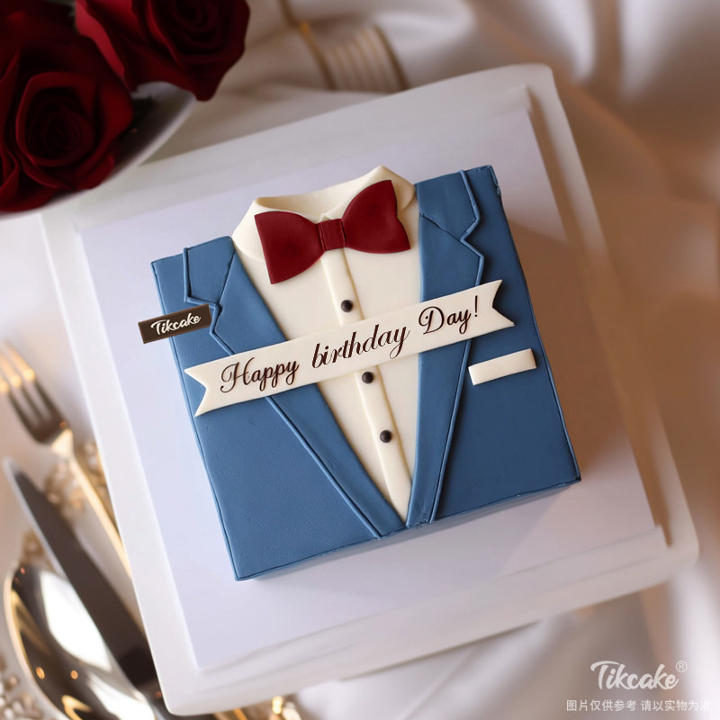 原创绅士风主题翻糖鲜奶蛋糕二（城市专属款）