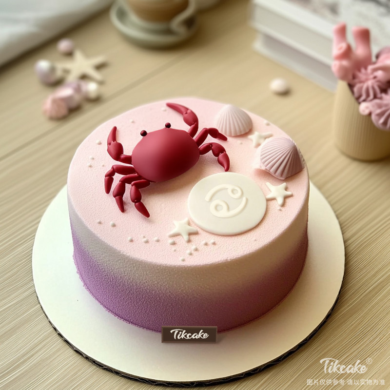 原创巨蟹座主题翻糖鲜奶蛋糕十一（6.22-7.22）