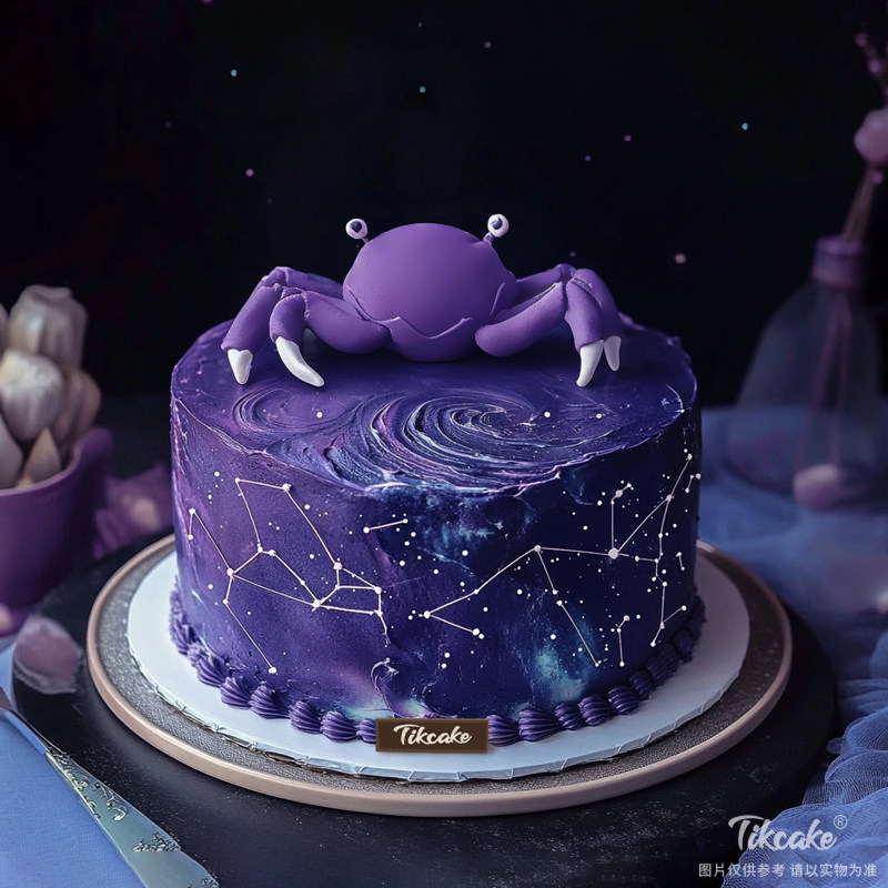 原创巨蟹座主题翻糖鲜奶蛋糕十二（6.22-7.22）