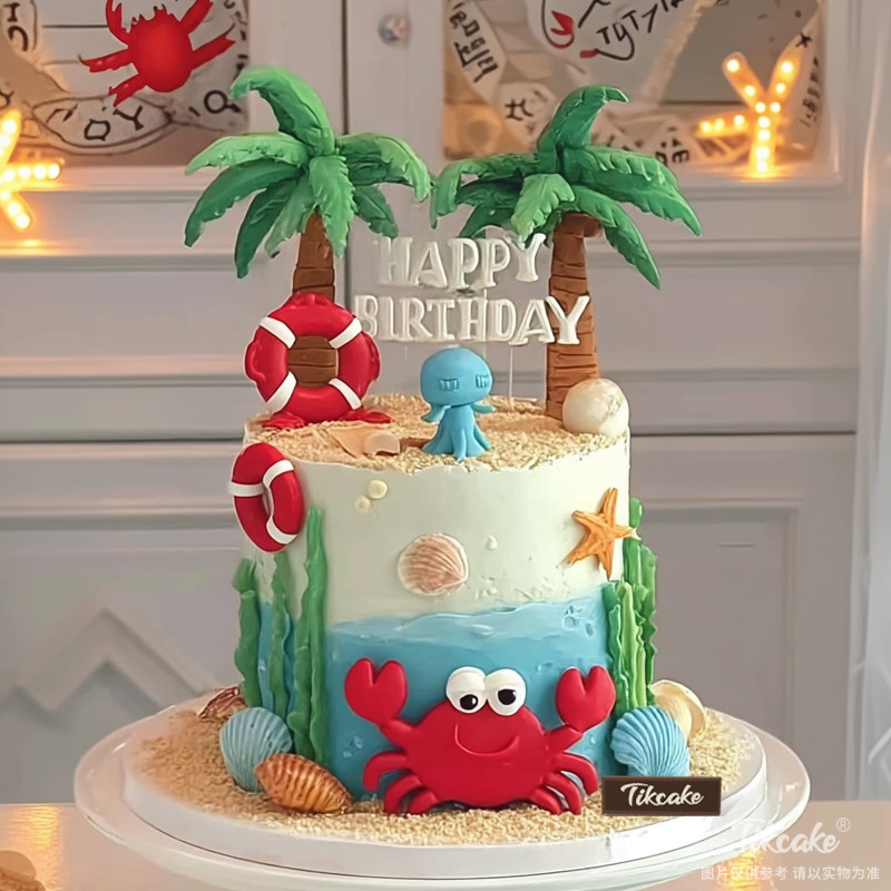原创巨蟹座主题翻糖鲜奶蛋糕十四（6.22-7.22）