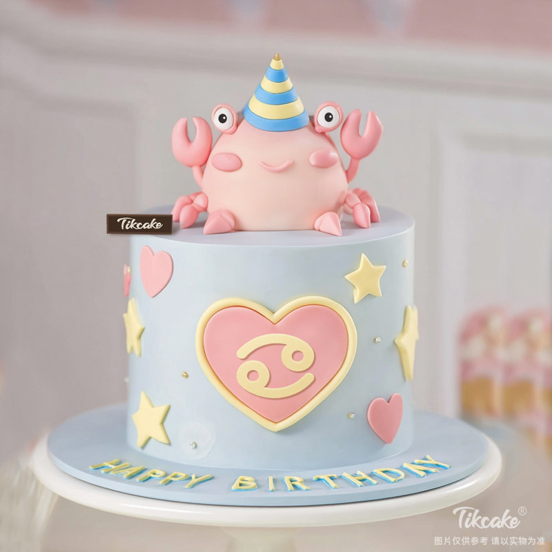 原创巨蟹座主题翻糖鲜奶蛋糕十七（6.22-7.22）