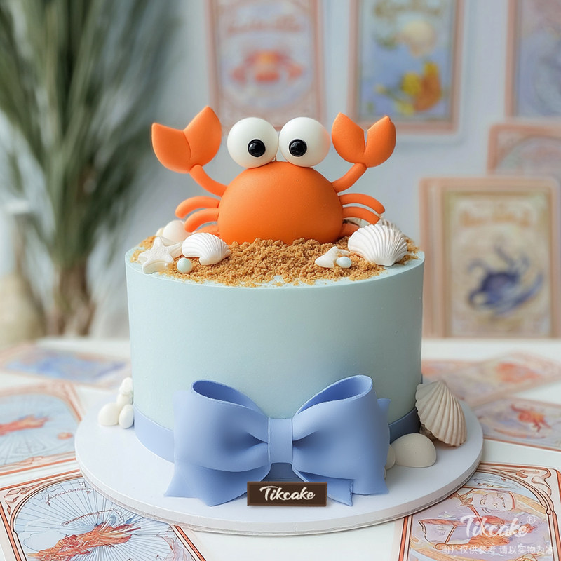 原创巨蟹座主题翻糖鲜奶蛋糕十九（6.22-7.22）