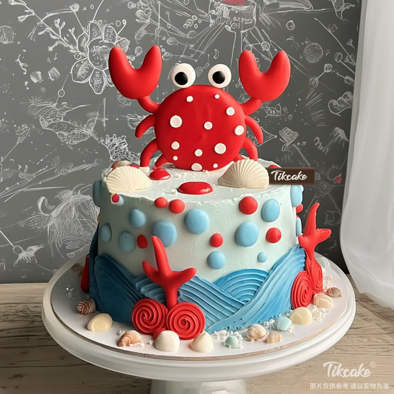 原创巨蟹座主题翻糖鲜奶蛋糕二十一（6.22-7.22）