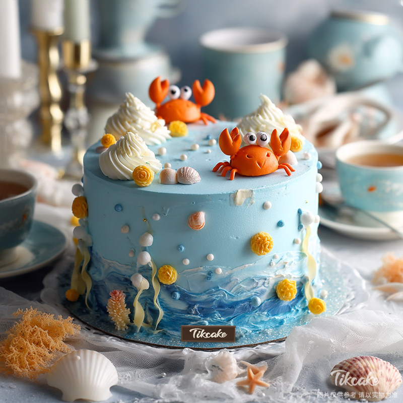 原创巨蟹座主题翻糖鲜奶蛋糕二十三（6.22-7.22）