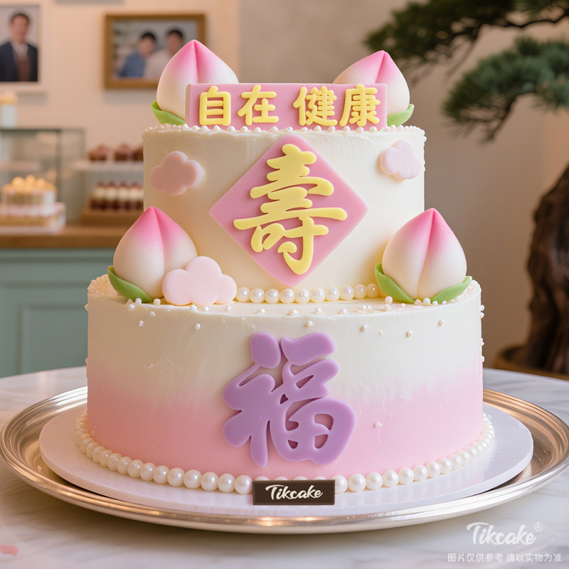 原创祝寿主题双层鲜奶蛋糕（二）