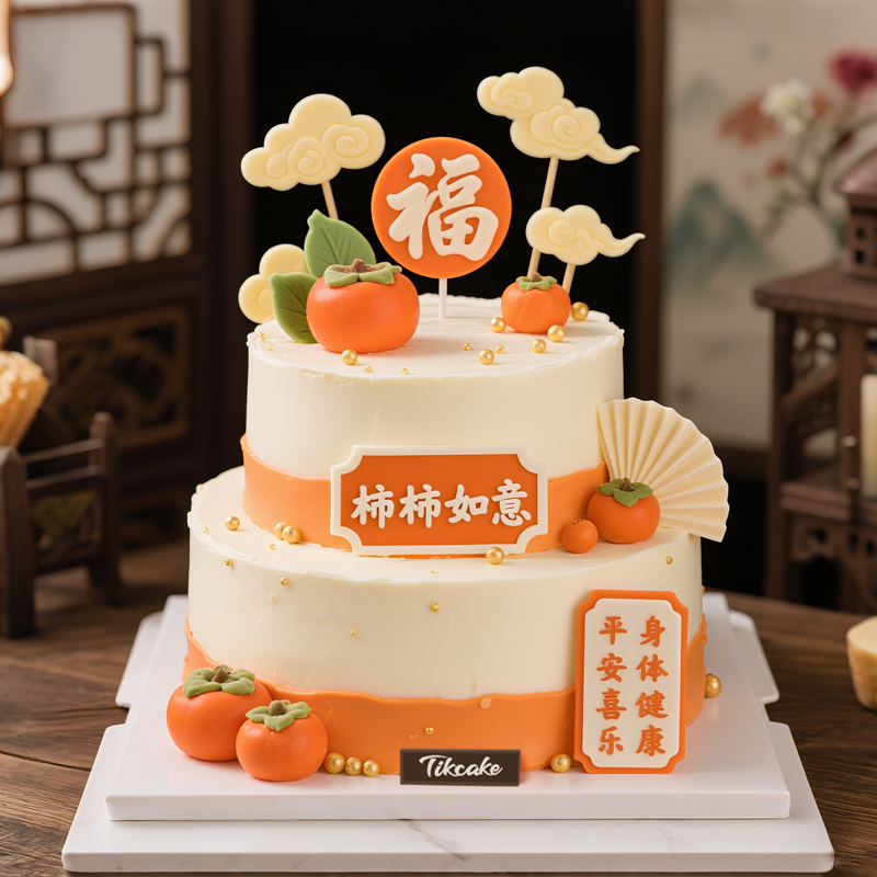 原创祝寿主题双层翻糖蛋糕（四）