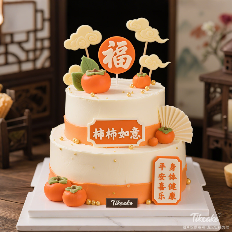 原创双层祝寿主题翻糖鲜奶蛋糕（二）