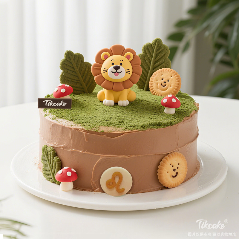 原创狮子座主题巧克力翻糖鲜奶蛋糕