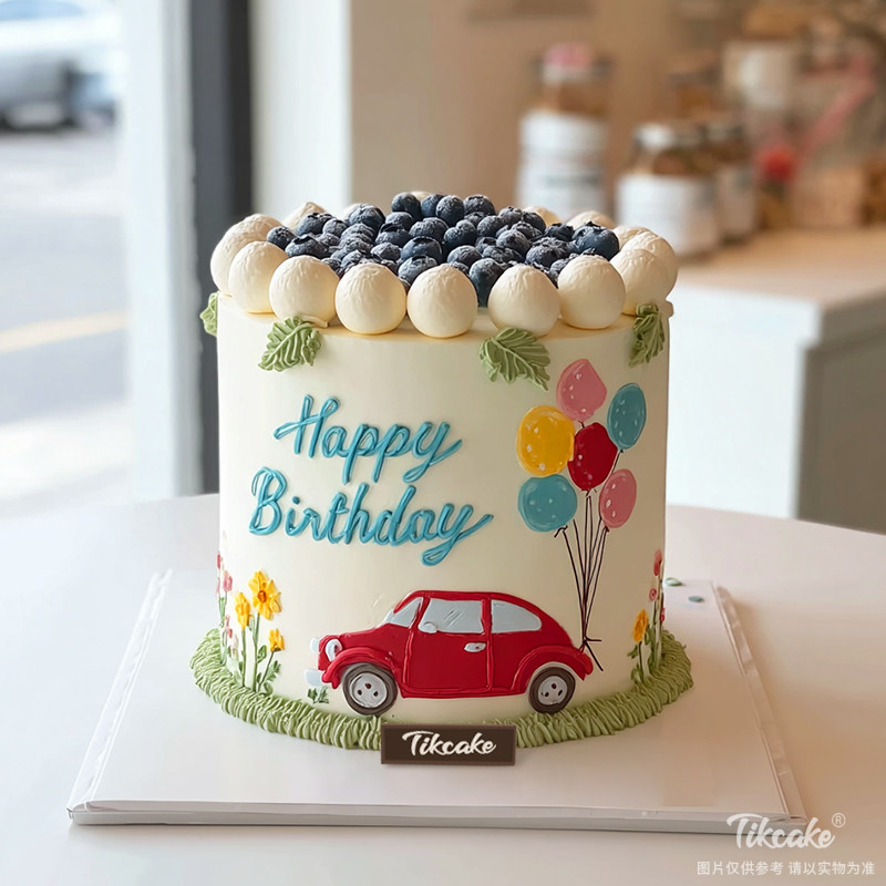 原创小汽车主题儿童水果鲜奶蛋糕
