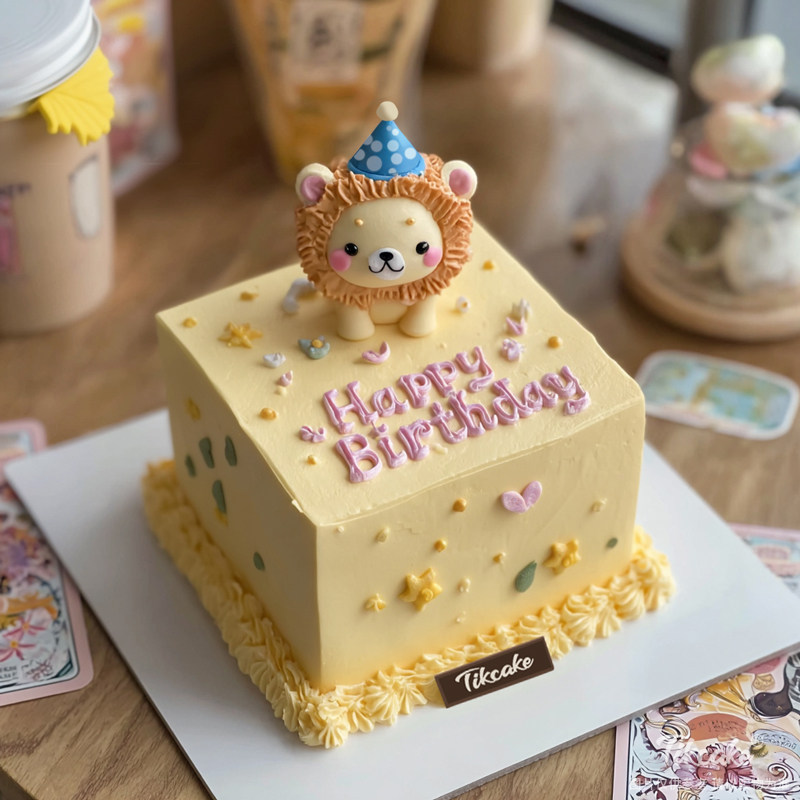 原创狮子座主题方形翻糖鲜奶蛋糕二（7.23-8.22）