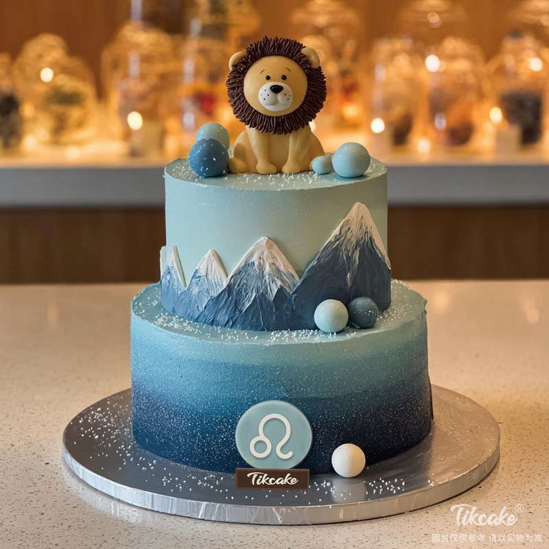 原创双层狮子座主题翻糖鲜奶蛋糕（7.23-8.22）