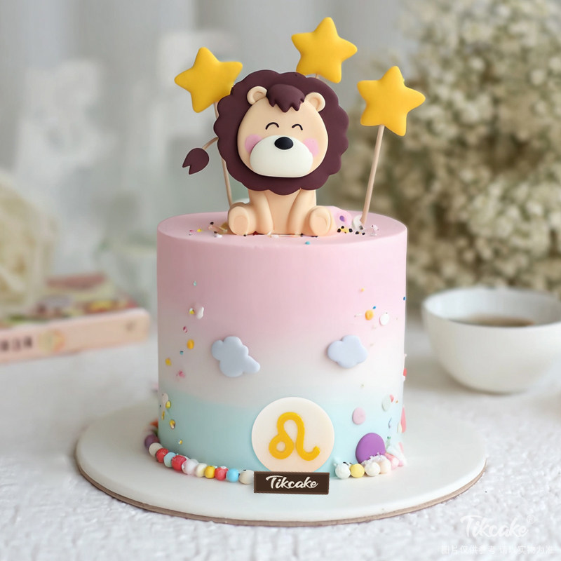 原创狮子座主题翻糖鲜奶蛋糕二十四（7.23-8.22）