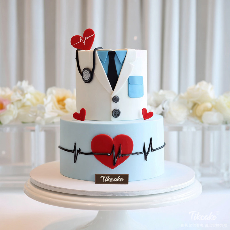 原创医师节主题双层鲜奶蛋糕