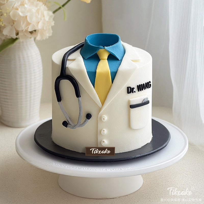 原创医师节主题翻糖鲜奶蛋糕（三）