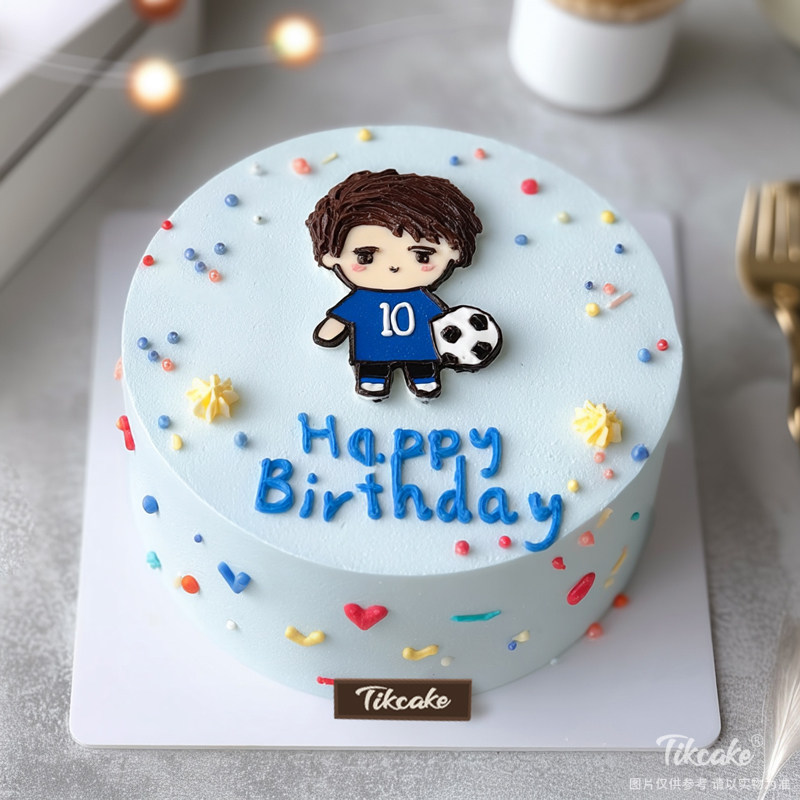 原创“足球男孩”主题鲜奶蛋糕