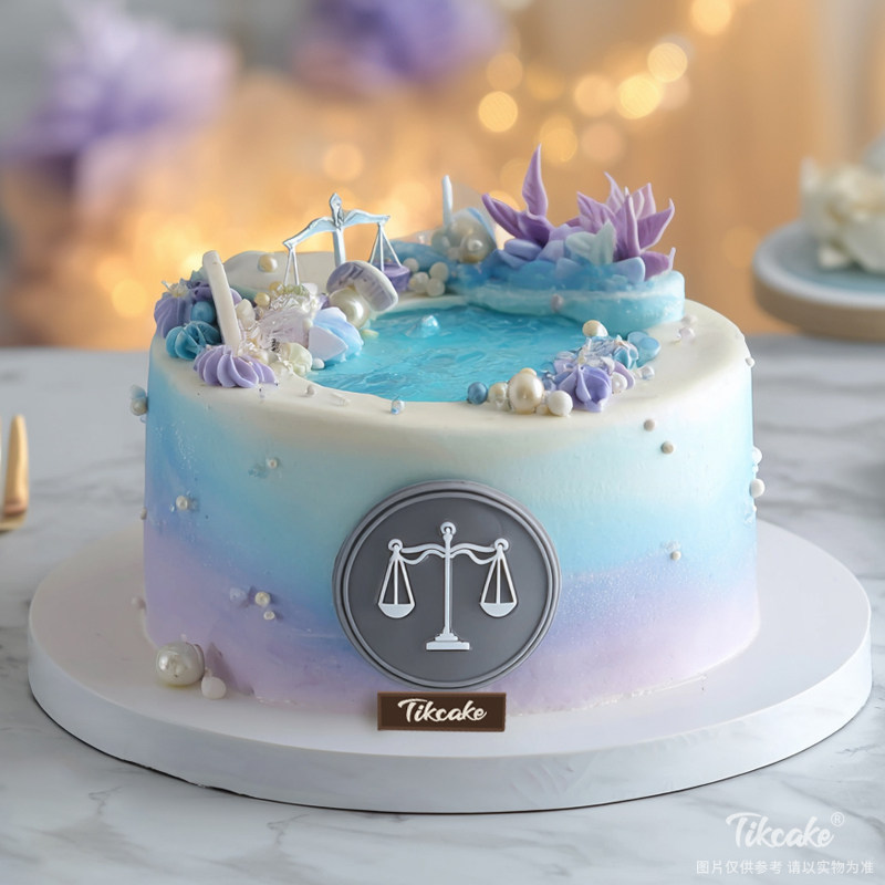 原创天秤座主题翻糖鲜奶蛋糕七（9.23-10.23）