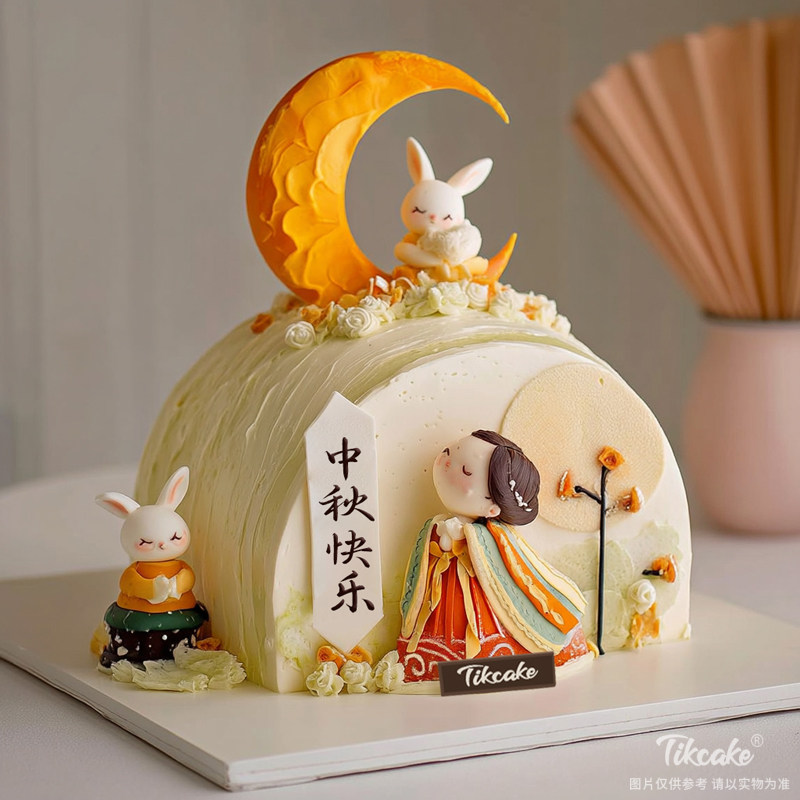 原创中秋节主题翻糖鲜奶蛋糕（二）