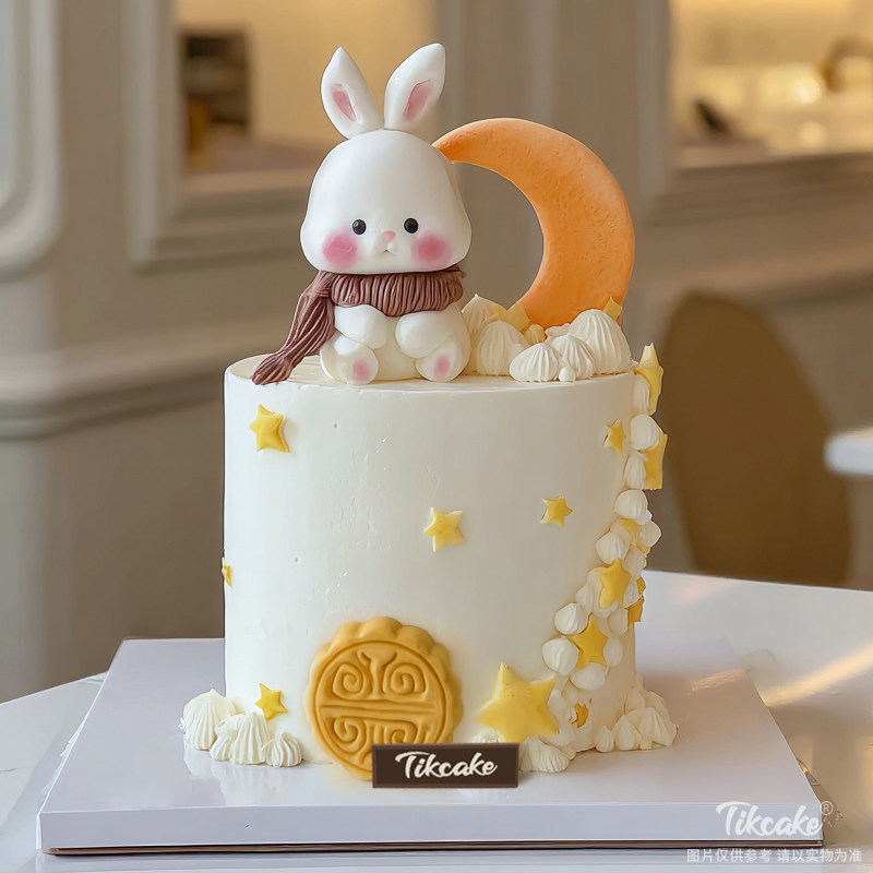 原创中秋节主题翻糖鲜奶蛋糕（五）