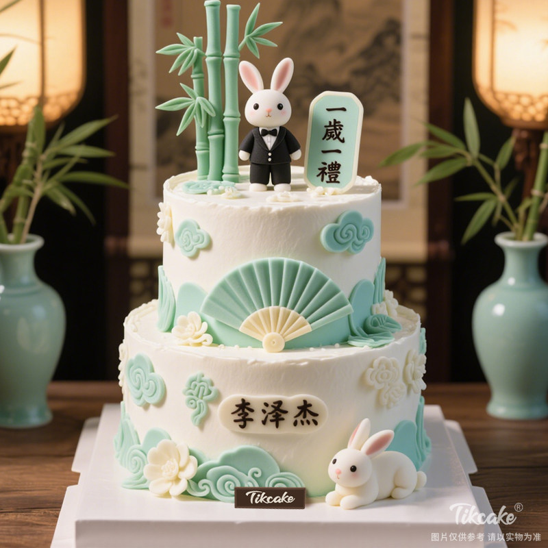 原创宝宝周岁主题双层翻糖鲜奶蛋糕（三）