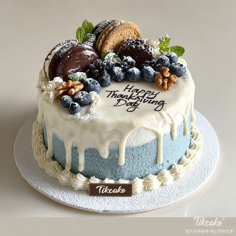 原创感恩节主题水果鲜奶蛋糕