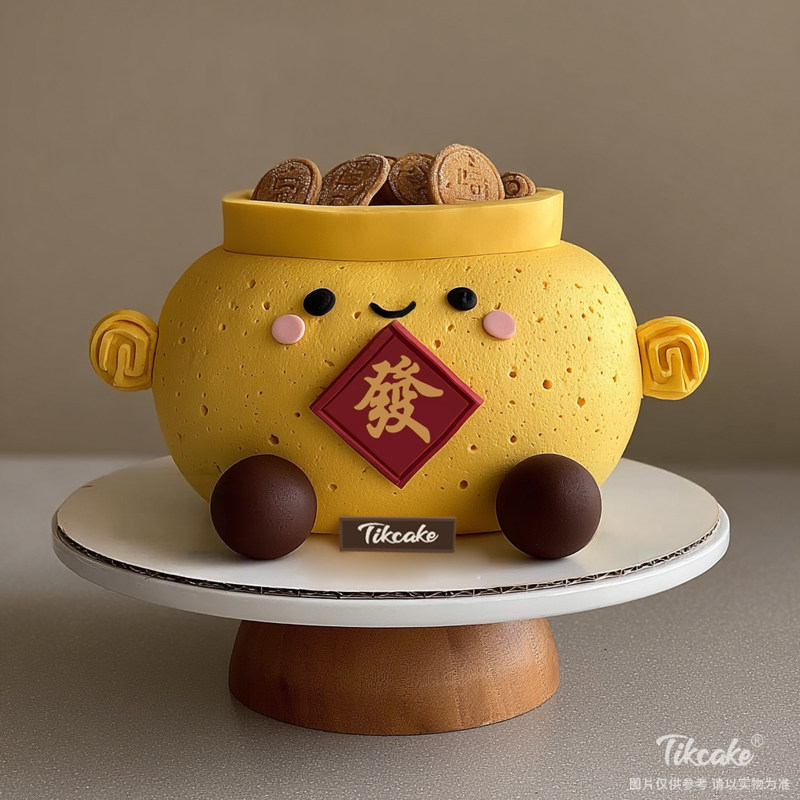 原创“金元宝”主题翻糖鲜奶蛋糕