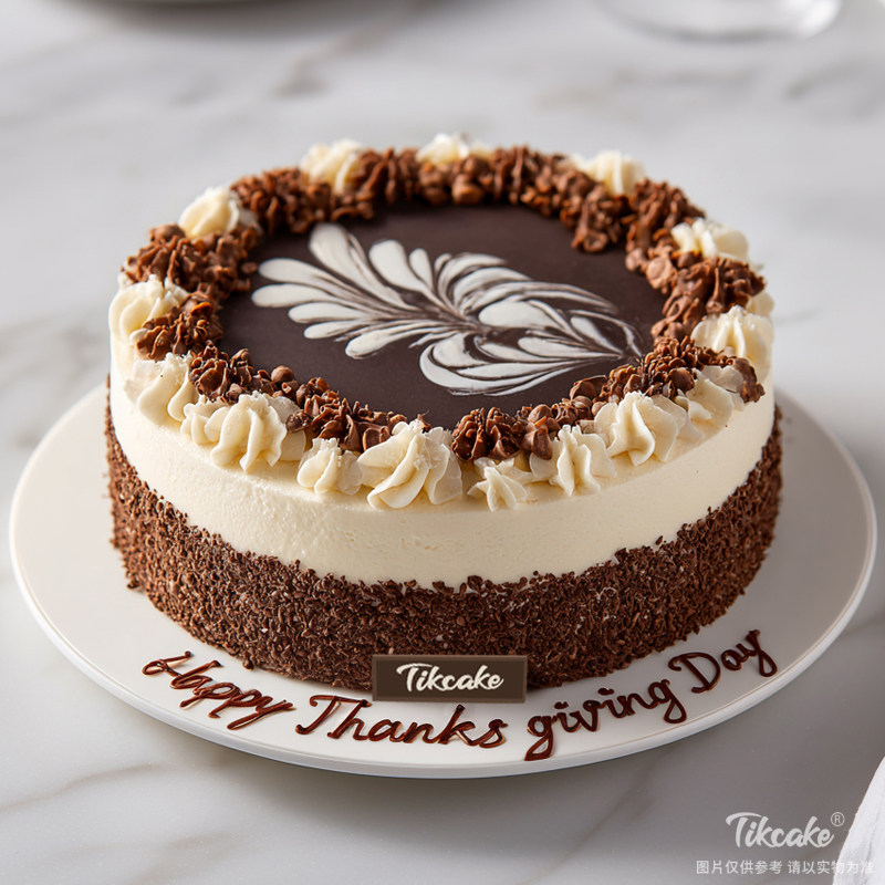 原创感恩节主题巧克力鲜奶蛋糕