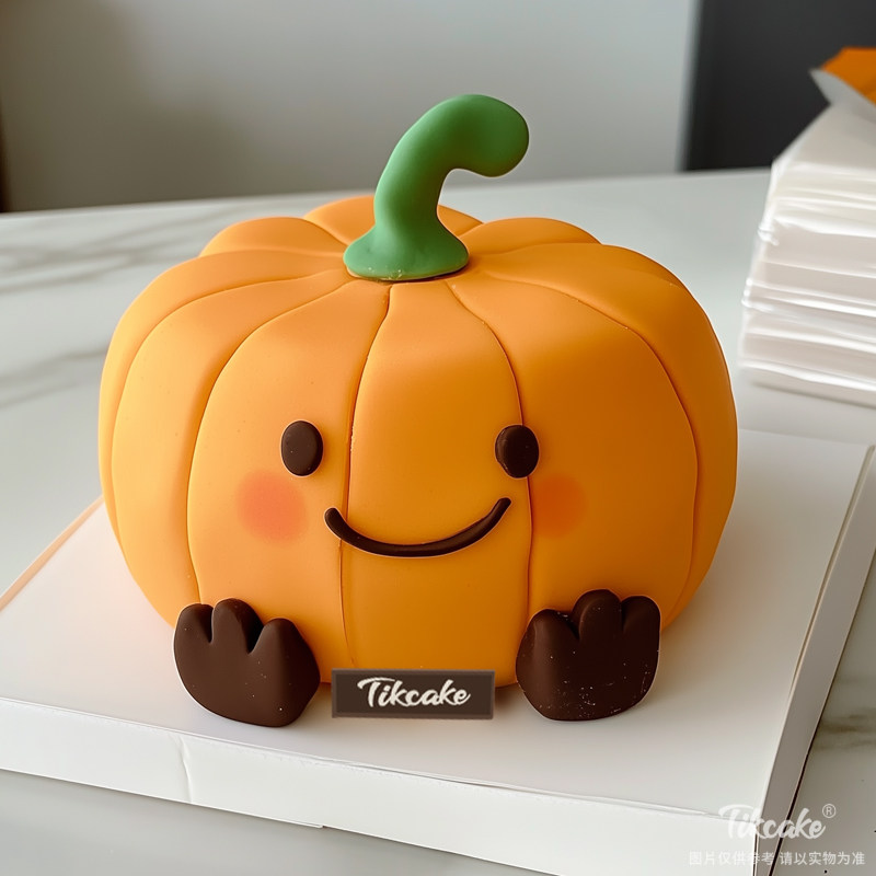 原创可爱南瓜主题翻糖鲜奶蛋糕