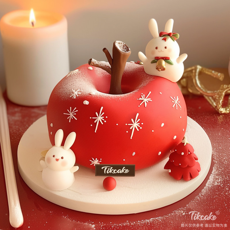 原创红苹果主题翻糖鲜奶蛋糕