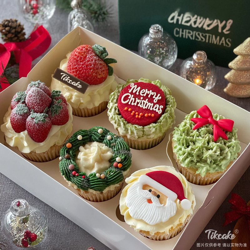 原创圣诞节主题纸杯蛋糕（共6个）