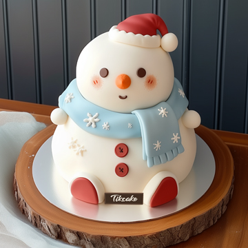 原创小雪人主题翻糖鲜奶蛋糕（二）