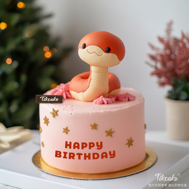 原创十二生肖蛇主题翻糖鲜奶蛋糕（四）