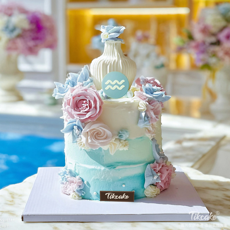 原创水瓶座主题鲜奶蛋糕十三（1.20-2.18）