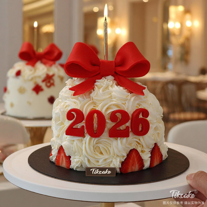 原创2026新年主题翻糖鲜奶蛋糕（四）